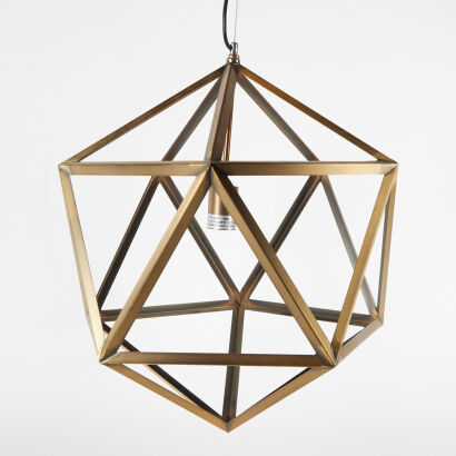 A Large Geometric Brass Light Pendant