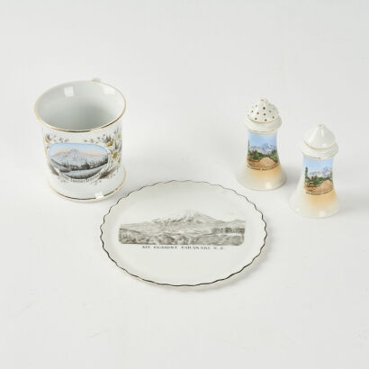 A Mount Egmont Cup, Plate And Salt And Pepper Shakers