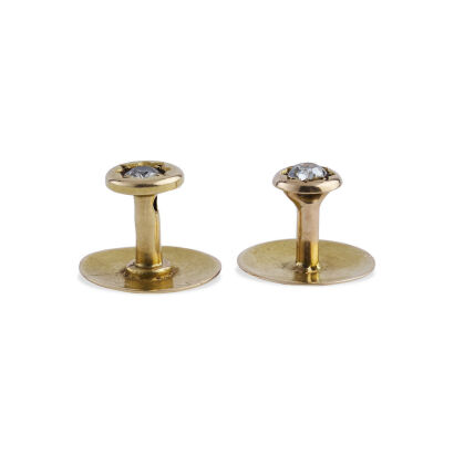 Two 18ct Gold Diamond Collar Studs