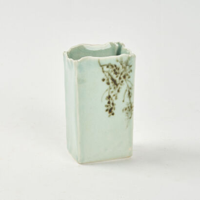 A Celadon Glaze Brush Holder