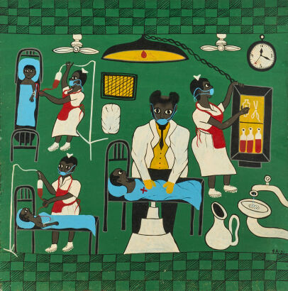 ARTIST UNKNOWN Hospital Folk Art Painting On Board