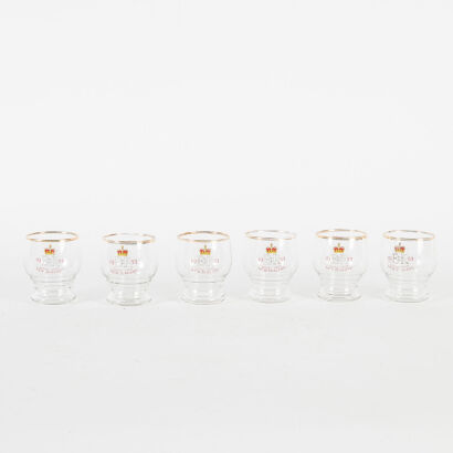 A Set Of Six Royal Commemoration Gold Rimmed Glasses C.1953