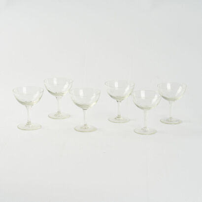 A Collection Of Six Vintage Etched Champagne Glasses