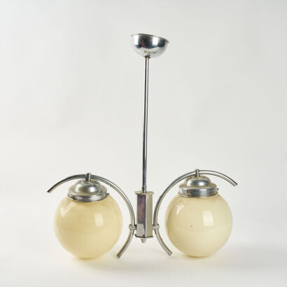 An Art Deco Twin Globe Pendant Lamp