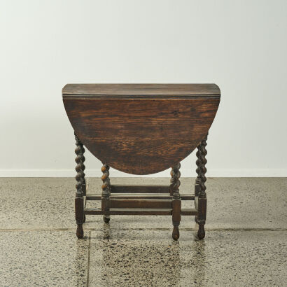 An Antique Oak Barley Twist Gateleg Drop Leaf Table