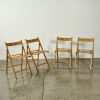A Set of Four Folding Chairs in Solid Beech - 2