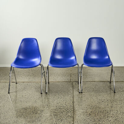 A Set Of Three Eames DSS Stacking Chair By Vitra