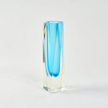 A Multi Faceted Murano Sommerso Mandruzzato’ Glass Vase C.1960