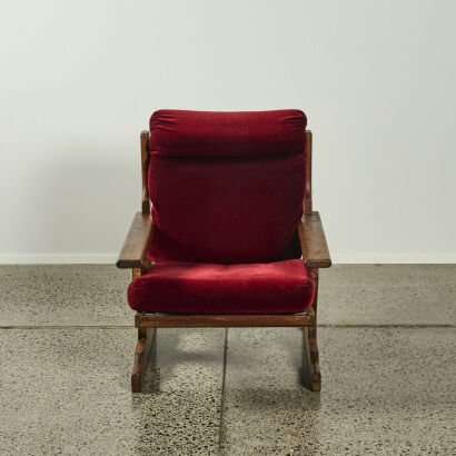 A Red Cushioned Mid Century Italian Chair