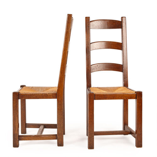 A Pair of Oak Farmhouse Cane Seated Chairs