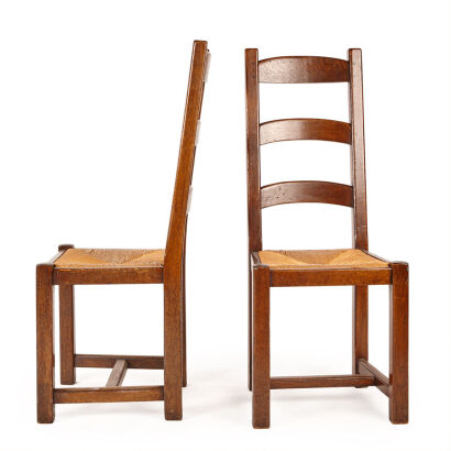 A Pair of Oak Farmhouse Cane Seated Chairs