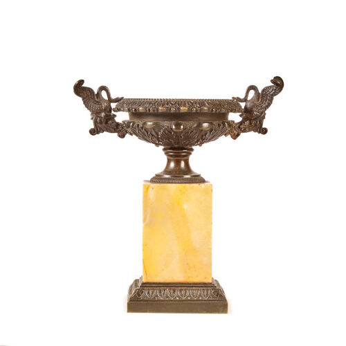 An Italian Bronze Grand Tour Style Urn on Sienna Marble Plinth