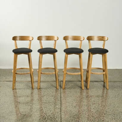 A Set Of Four High Backed Ply Stools