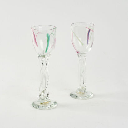 A Pair of Art Glass Goblets