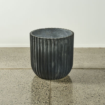 A Large Grey Textured Concrete Planter