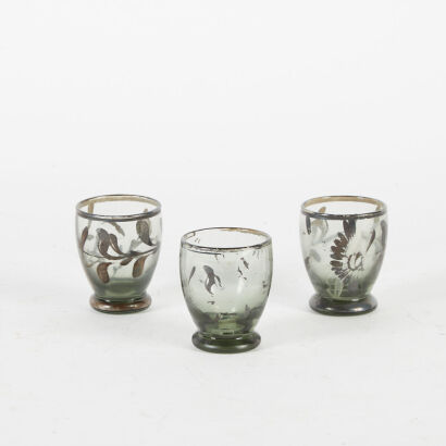 A Trio Of Small Hand-painted Tipple Glasses