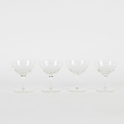 A Set Of Four Vintage Etched Champagne Coupes