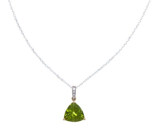 18ct Peridot and Diamond Pendant