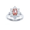 Platinum Padparadscha Sapphire and Diamond Ring