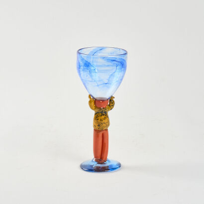 An Art Glass Goblet with Human Form Stem