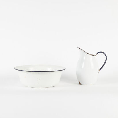 An Enamel Vintage Wash Jug And Bowl Set