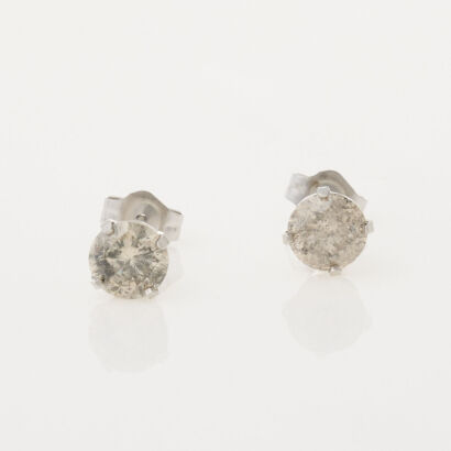 14ct White Gold, Diamond Stud Earrings of 1.32 cts Total Diamond Weight