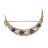 Antique Sapphire and Diamond Crescent Brooch