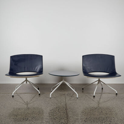 A Pair Of Oh Lounge Chairs And Table By Gabriel Teixido