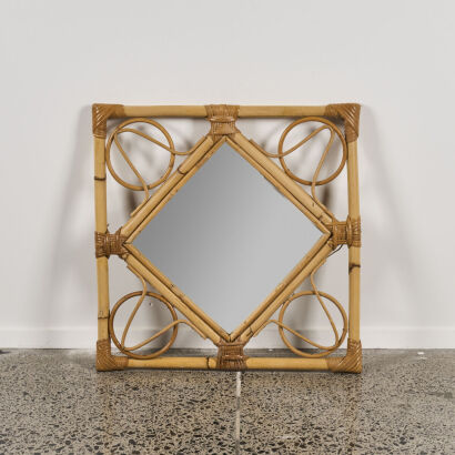 A Square Rattan Mirror