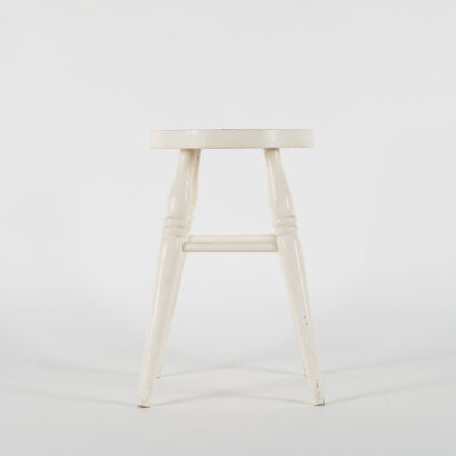 A Vintage White Wooden Stool