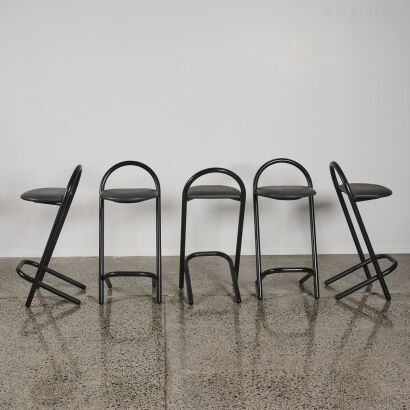 A Set Of Five Vintage Post Modern Stools