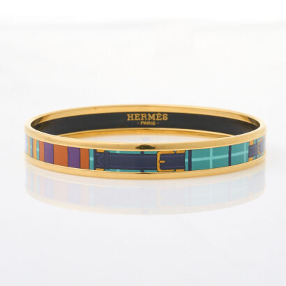 Herm&egrave;s, 10mm wide, Multi-coloured Enamel Bangle