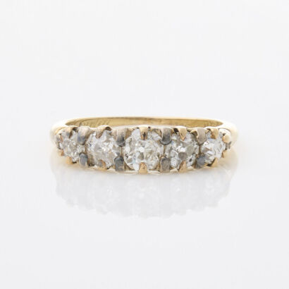 9ct Yellow Gold, Vintage, Diamond Ring of .86cts Total