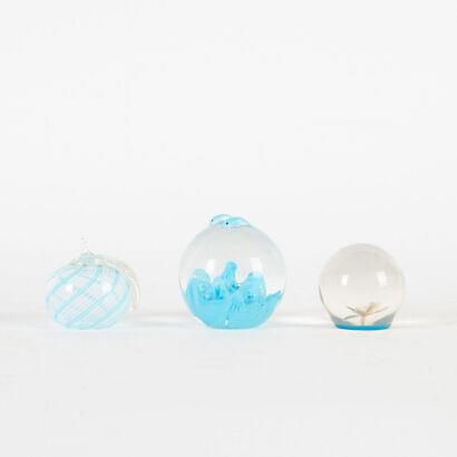 A Trio Of Art Glass Paper Weights