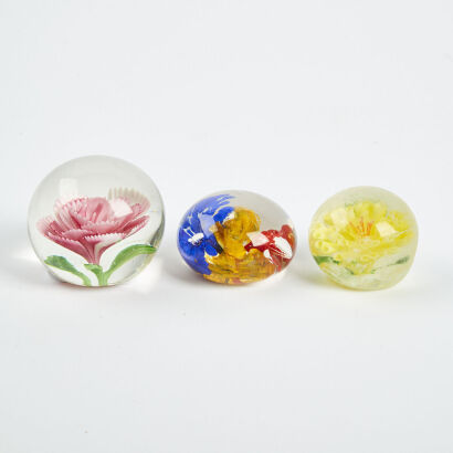 A Trio of Art Glass Paper Weights