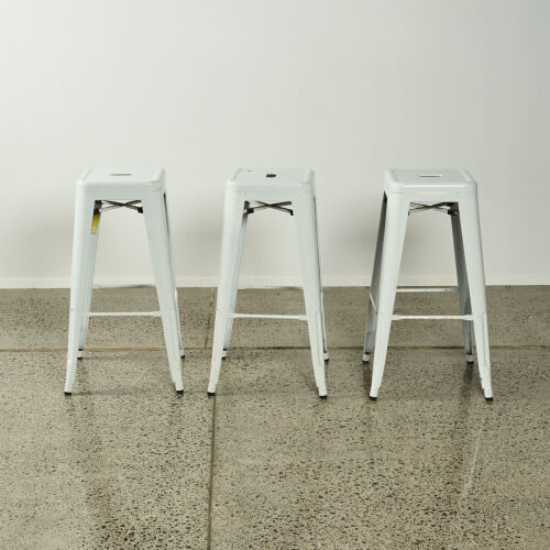 A Trio Of Tessa White Metal Barstools