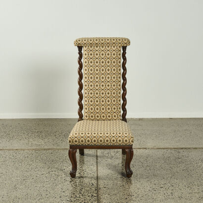 An Antique Pray Chair With Barley Twist Details