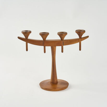 A Wooden Four Flame Candelabra