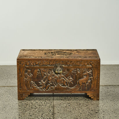 An Early 20th Century Chinese Carved Camphor Wood Blanket Box