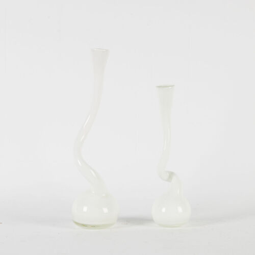 A Pair Of Hand Blown Twisted Glass Vases