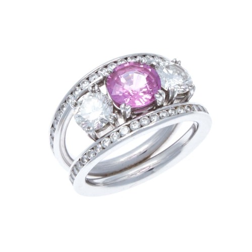 18ct Pink Sapphire & Diamond Ring