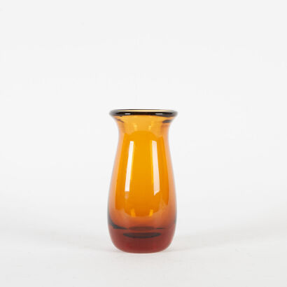 A Heavy Amber Glass Vase Unmarked