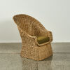A Mid Century Wicker Chair With Boucle Cushion - 2