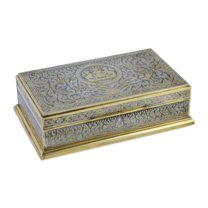 A Thai Silver Gilded and Nielloed Presentation Cigar Box