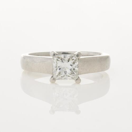Platinum, .73ct Princess Cut Diamond Solitaire Ring