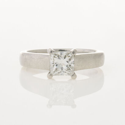 Platinum, .73ct Princess Cut Diamond Solitaire Ring
