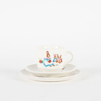 A Crown Lynn Bunny Cup And Saucer Set