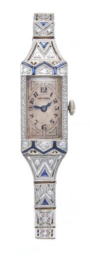 18ct Art Deco Sapphire and Diamond Wristwatch