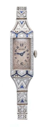 18ct Art Deco Sapphire and Diamond Wristwatch