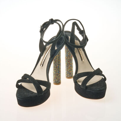 Sophia Webster Black Suede Belle Heels, Size 36